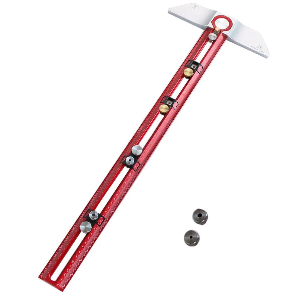 Woodworking T-Square Marking Ruler, 45° Aluminum Alloy Angle Ruler, Drill Guide Hole Ruler