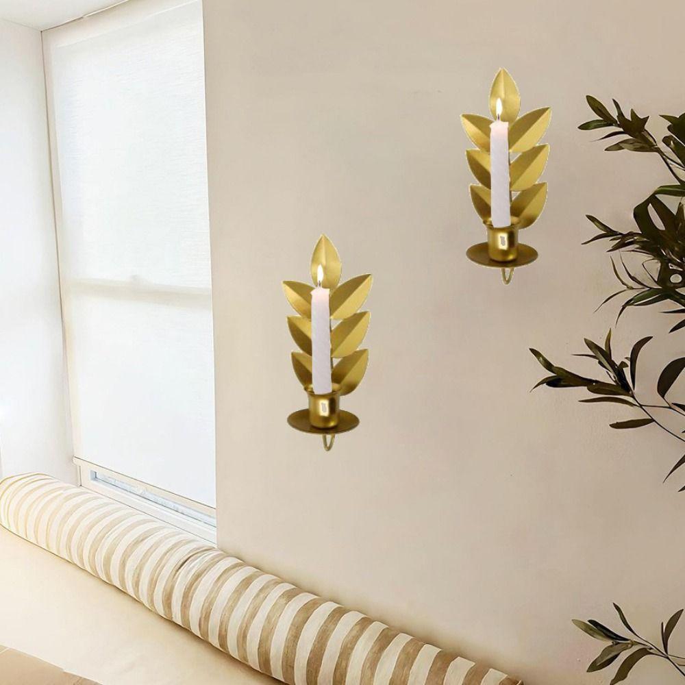 Nierdzewny Stojak na Świecę Liść Pszenicy Dekoracyjny Żelazny Wiszący Świecznik Dekoracja Domu