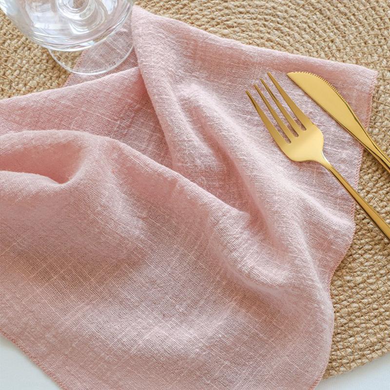 Set of6 Cotton Cloth Napkins Gauze 32x32cm Fabric Kitchen Tea Table Towels for Home Wedding Decoration Christmas Napkin CJB001