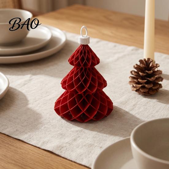 Lightweight 3D Christmas Tree Decor Printed Ornament, Honeycomb Origami Hanging Decoration Modern Xmas Window Decorations for Holiday Party