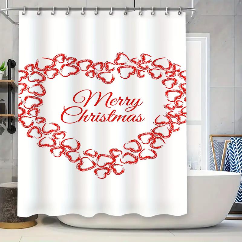 Tuniu Charming Christmas Shower Curtain Festive Holiday Bathroom Decor Cute Funny Xmas Pattern Waterproof Fabric Backdrop