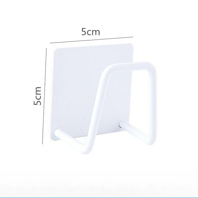 

1pc White stainless steel Sponge & Cloth Holder for Kitchen Sink - No-Drill Adhesive Mount, Space-Saving Organizer with Hooks