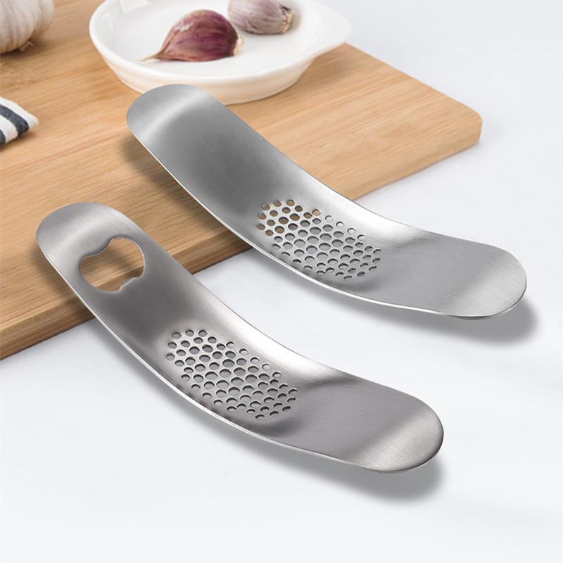 Creative Manual Curved Garlic Press Mincer Stainless Steel Food Ginger Crusher Vegetable Masher Shredder Kitchen Utensils