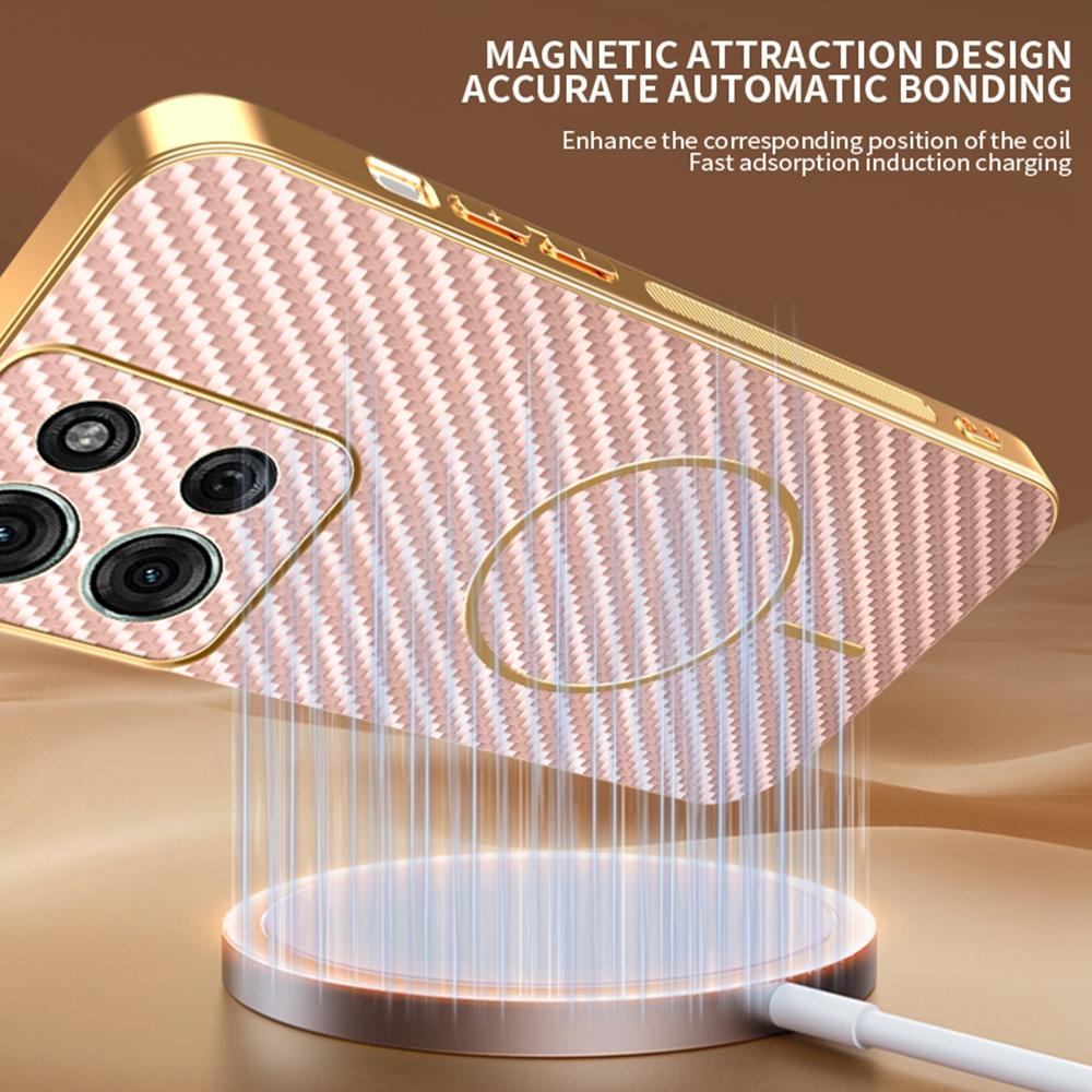 For Motorola Moto G75 5G Phone Case Carbon Fiber Textured Electroplated TPU Back Cover