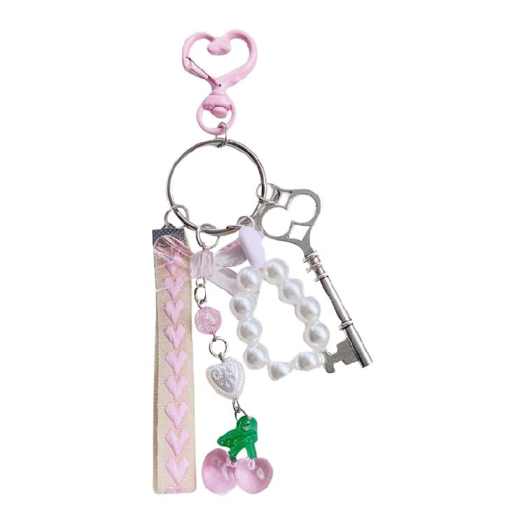 Sophisticated Hand Woven Key Holder with Pearls Beads Stylish Beaded Keychain Bag Pendant for Fashion Enthusiasts