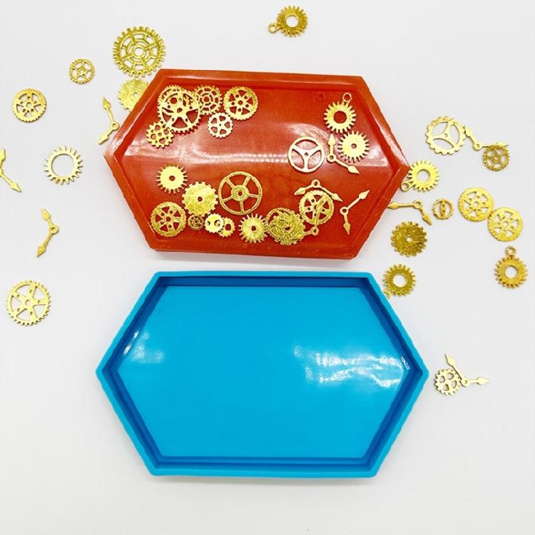 Silicone Tray Mold Coasters Mold Hexagon Epoxy Resin Casting Mold for Resin Art Home Decor Silicone Jewelry Box Mold
