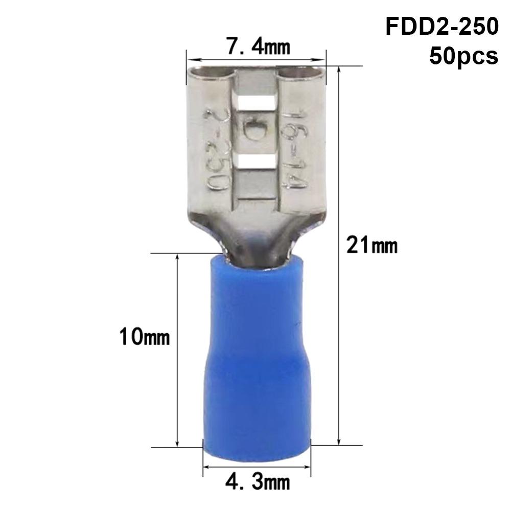 50Pcs 2.8/4.8/6.3mm Wire Connectors FDD/MDD1.25/2/5.5 Female/Male Electrical Crimp Terminal Insulated Spade Quick Disconnects
