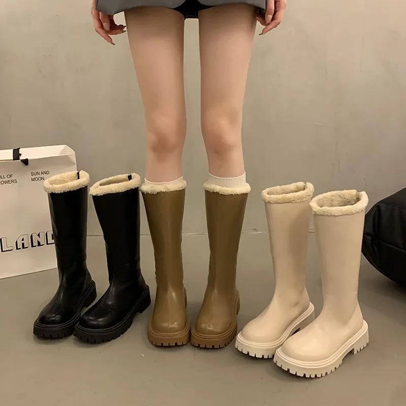 2024 Retro Western Cowboy Boots Chunky Heel Round Head Fashion Boots Thick Bottom Warm Snow Botas Versatile Women Shoes Gothic