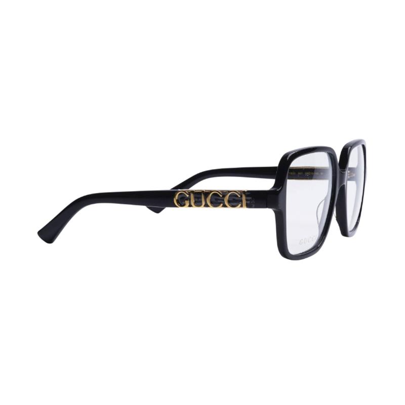 GUCCI Temple Lettering Logo Acetate Irregular Sunglasses Women's Black