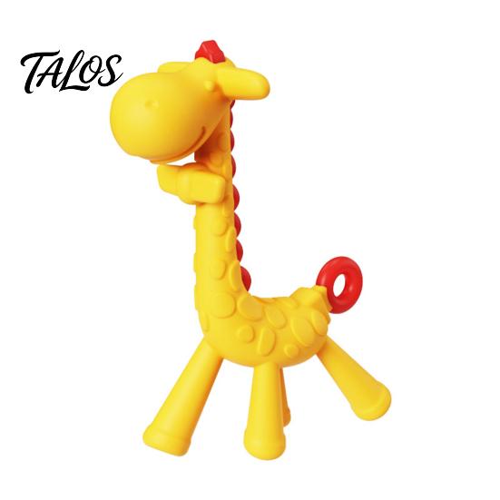Weiches Beißspielzeug für Neugeborene Baby-Giraffe Zahnungs-Kleinkinder, Lebensmittelgeeigneter Silikon-Stick Zahnfleischpflege, Tragbarer Beruhigender Reise-Beißring BPA-Frei 0-12 Monate,
