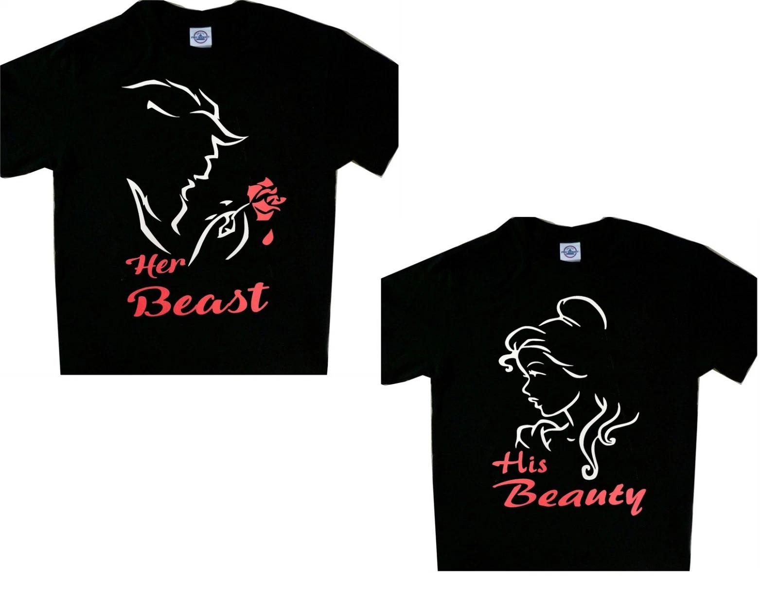 His Beauty Her Beast Set t shirt Cool Couple Tee love matching tees 4XL