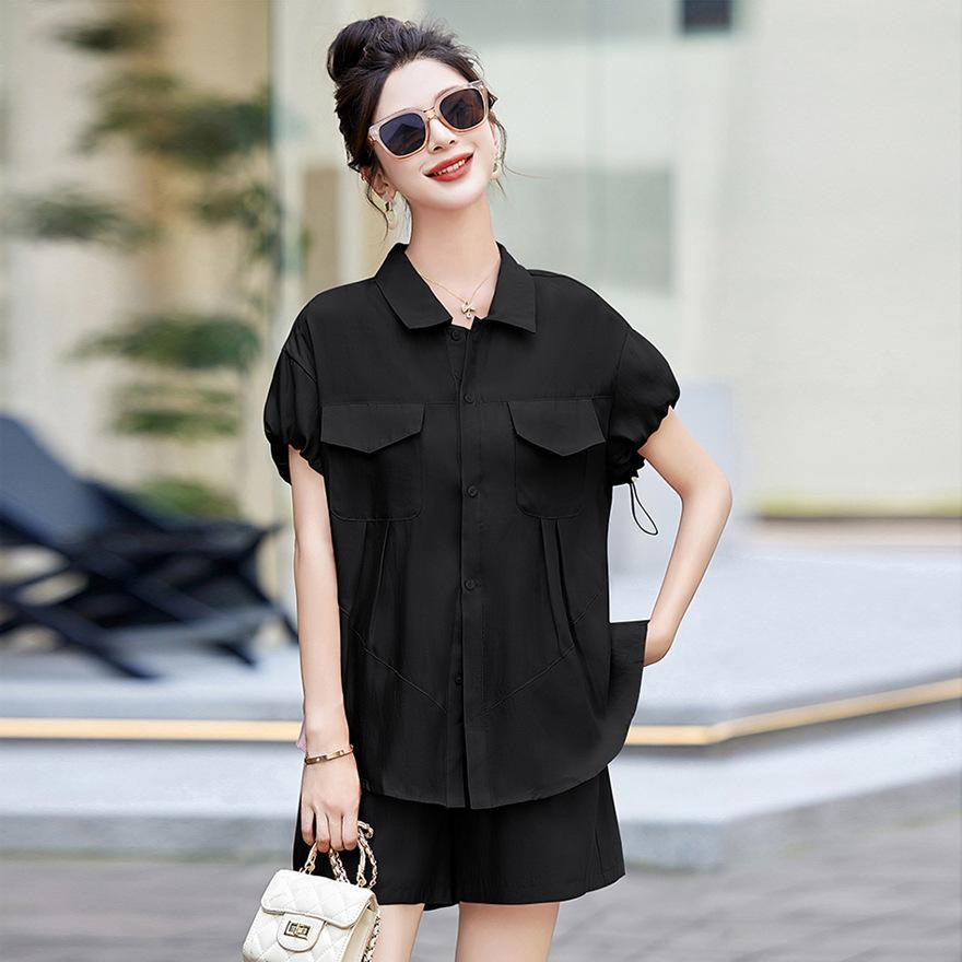 Shorts Set Women's Summer New Design Sense Temperament Thin Casual Lapel Shirt Fashion Two-piece Set