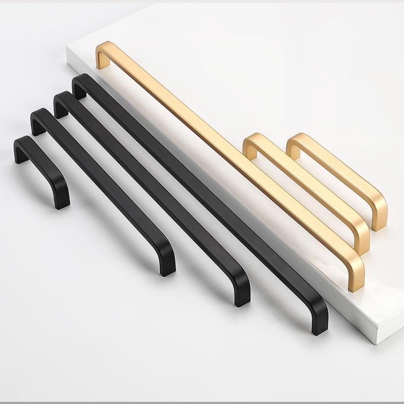 Modern Minimalist Pulls Cupboard Dressers Black Gold Silver Cabinet Door Handles Closet Drawer Knobs Kitchen Furniture Hardw