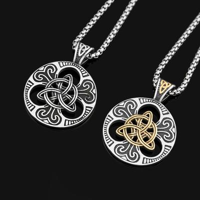 Colar com Pingente Nó da Trindade Celtics Irlandeses Masculino para Homens Aço Inoxidável Unissex Joias Vintage KTJ