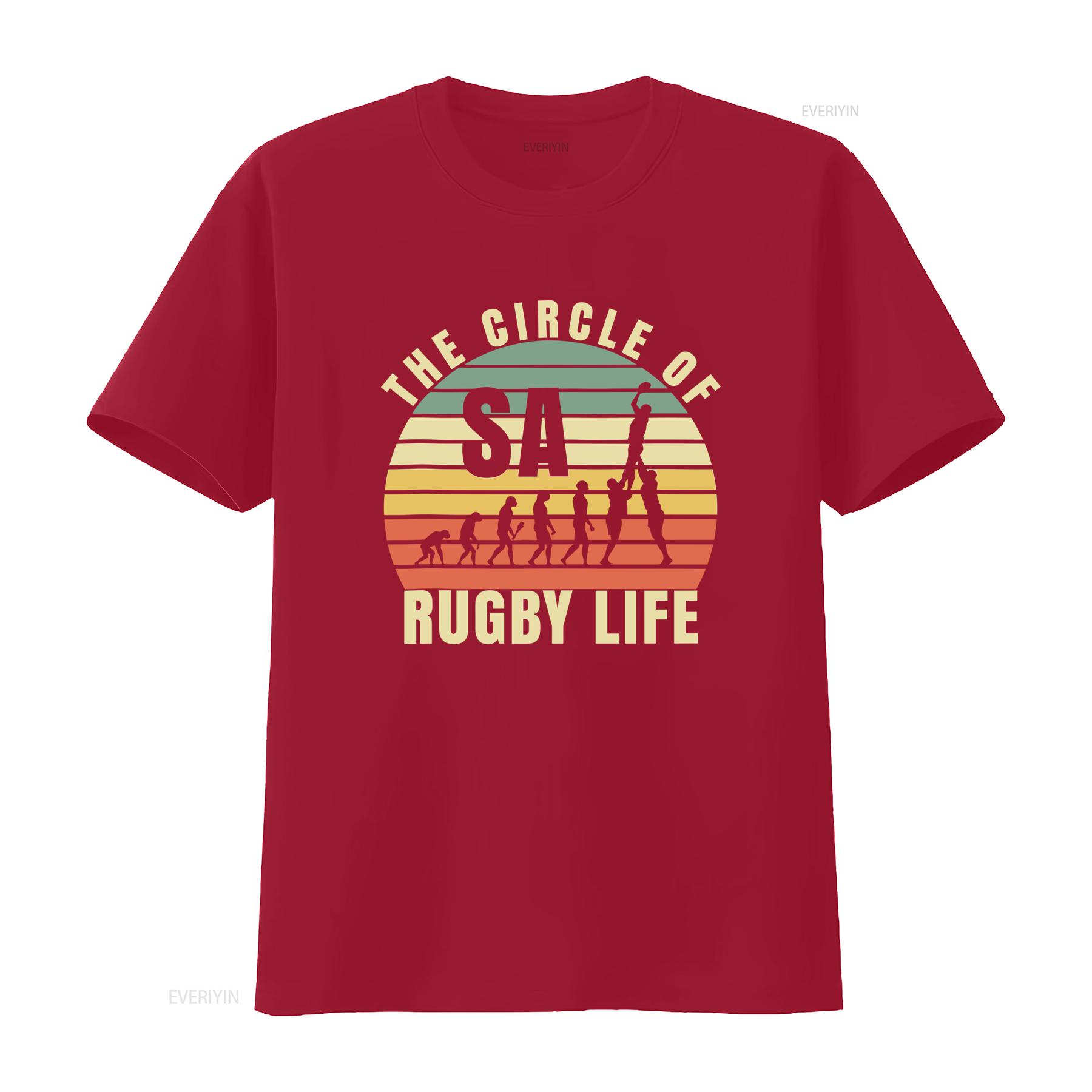 SA Rugby Life Винтажная футболка в ретро-стиле Дизайн «Круг эволюции» винтажный Стиранный Унисекс дизайнерская одежда homme Стильная S