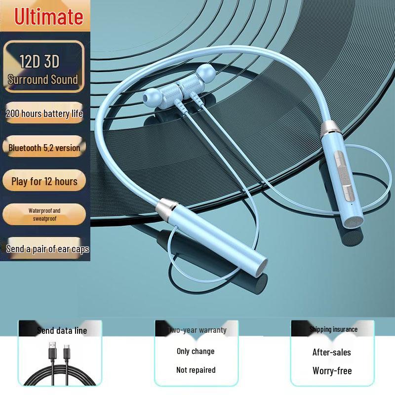 Sports Bluetooth Neckband Headphones - Wireless, Stereo, High-Quality Sound, Extended Battery Life for Running