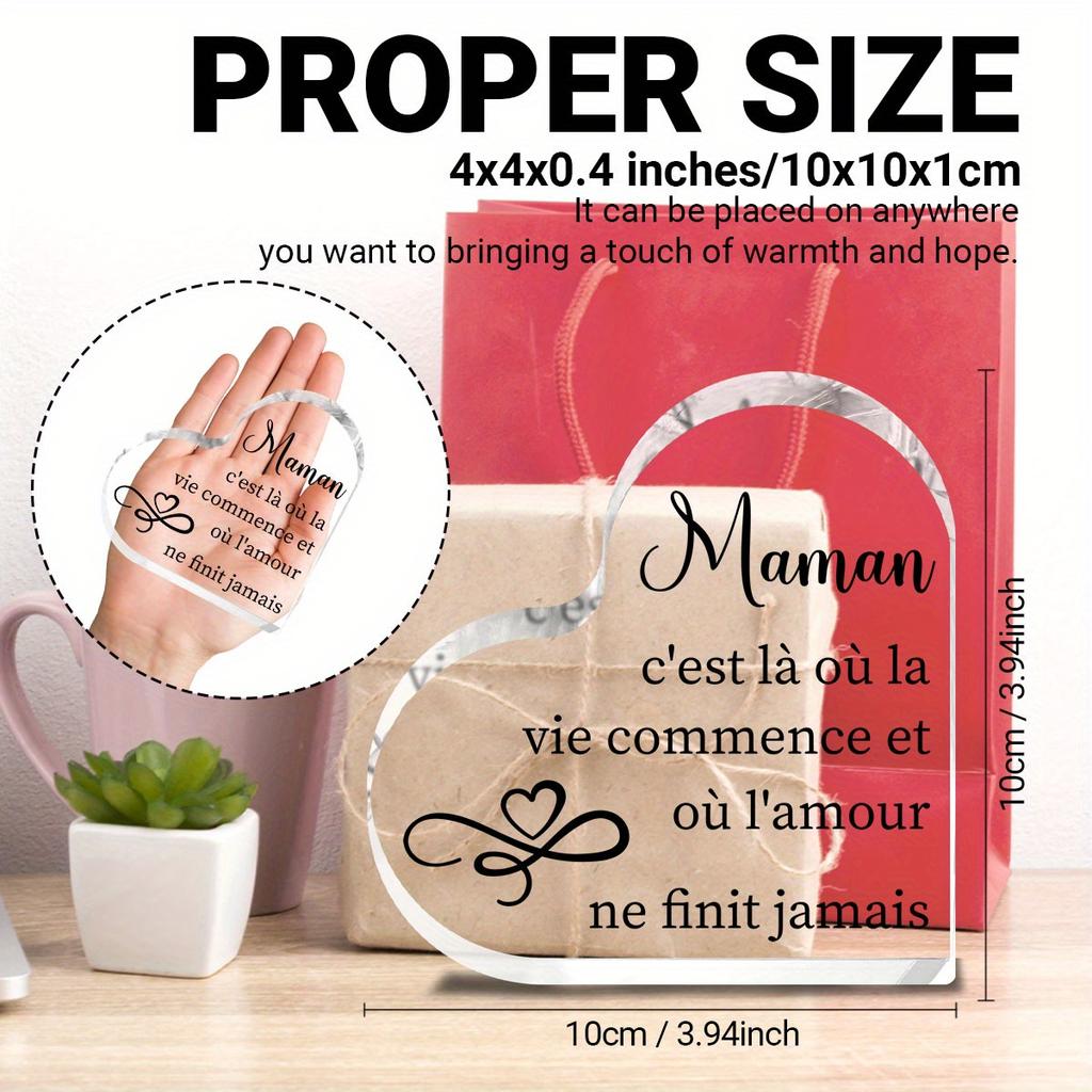 2D Flat, "Mother Is Where Life Begins and Where Love Never Ends" Acrylic Tabletop Sign, Suitable for Wall Decoration, Porch, Room, Villa, Accents Home