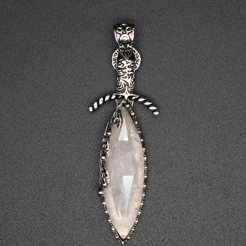 

Fashion Tiger Eye Crystal Pendant Amethyst Retro Crystal Pendent Stainless Steel Chain Healing Jewelry for Men Women