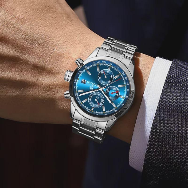 Luxury Mens Watches Luminous Waterproof Chronograph Luminous Man Wristwatch Leather Men Quartz Watch Casual Clock