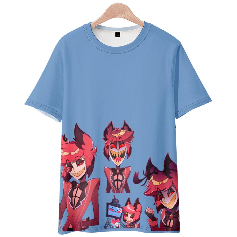 Hazbin Hotel Anime Women Men's T-shirts Cartoon Printed O-Neck Oversized Short Sleeves Fashion Mens Clothing Streetwear