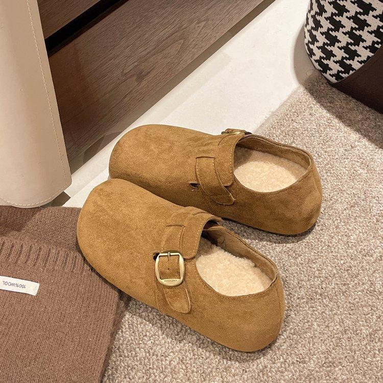 

Thick-soled inner height increase all-inclusive Boken shoes, one-pedal single shoes for women s 2025 new autumn explosion Boken Doudou shoes 40 коричневый