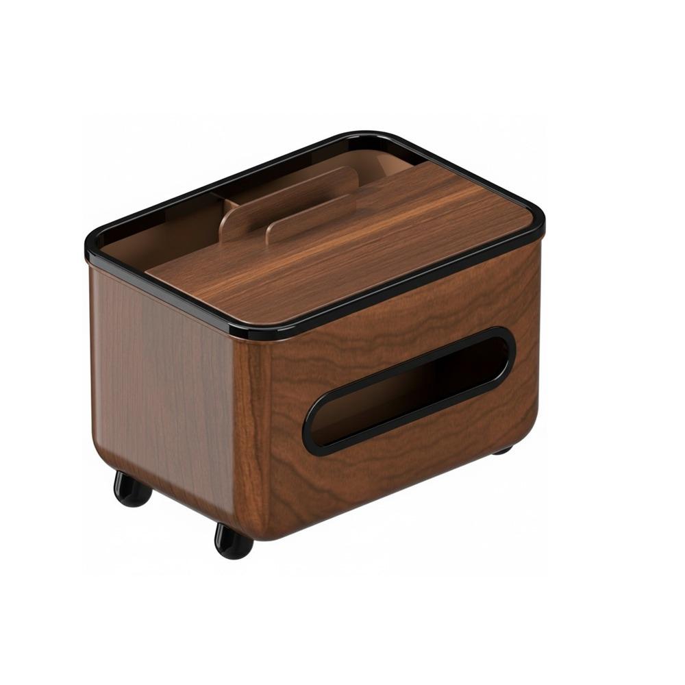 Plastic Desktop Tissue Box Imitation Walnut Wood Tissue Storage Box Tissue Dispenser  for Kitchen чёрный