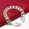 Noble 925 Sterling silver solid bracelet 12MM chain women Men Silver Jewelry fashion beautiful hot Figaro ChainGood product
