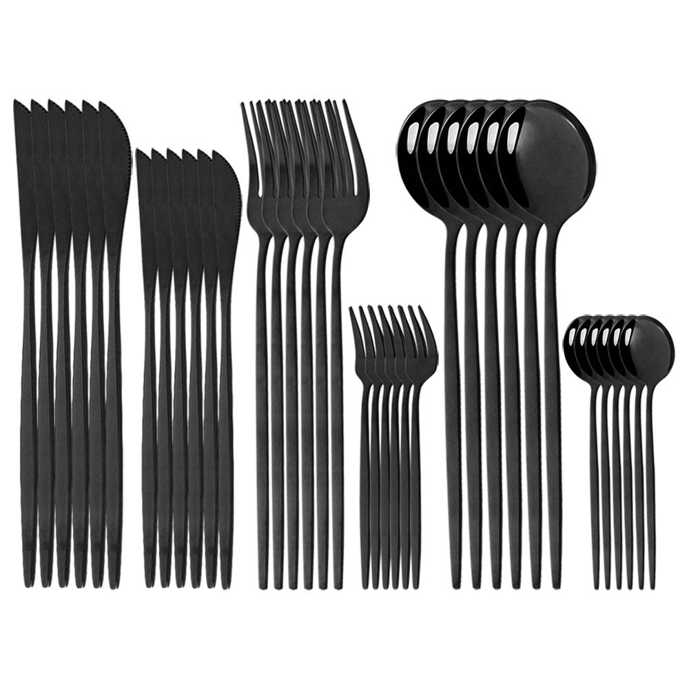 36Pcs Stainless Steel Mint Gold Dinnerware Set Dessert Knife Cake Fork Coffee Spoon Cutlery Set Kitchen Tableware Silverware Set