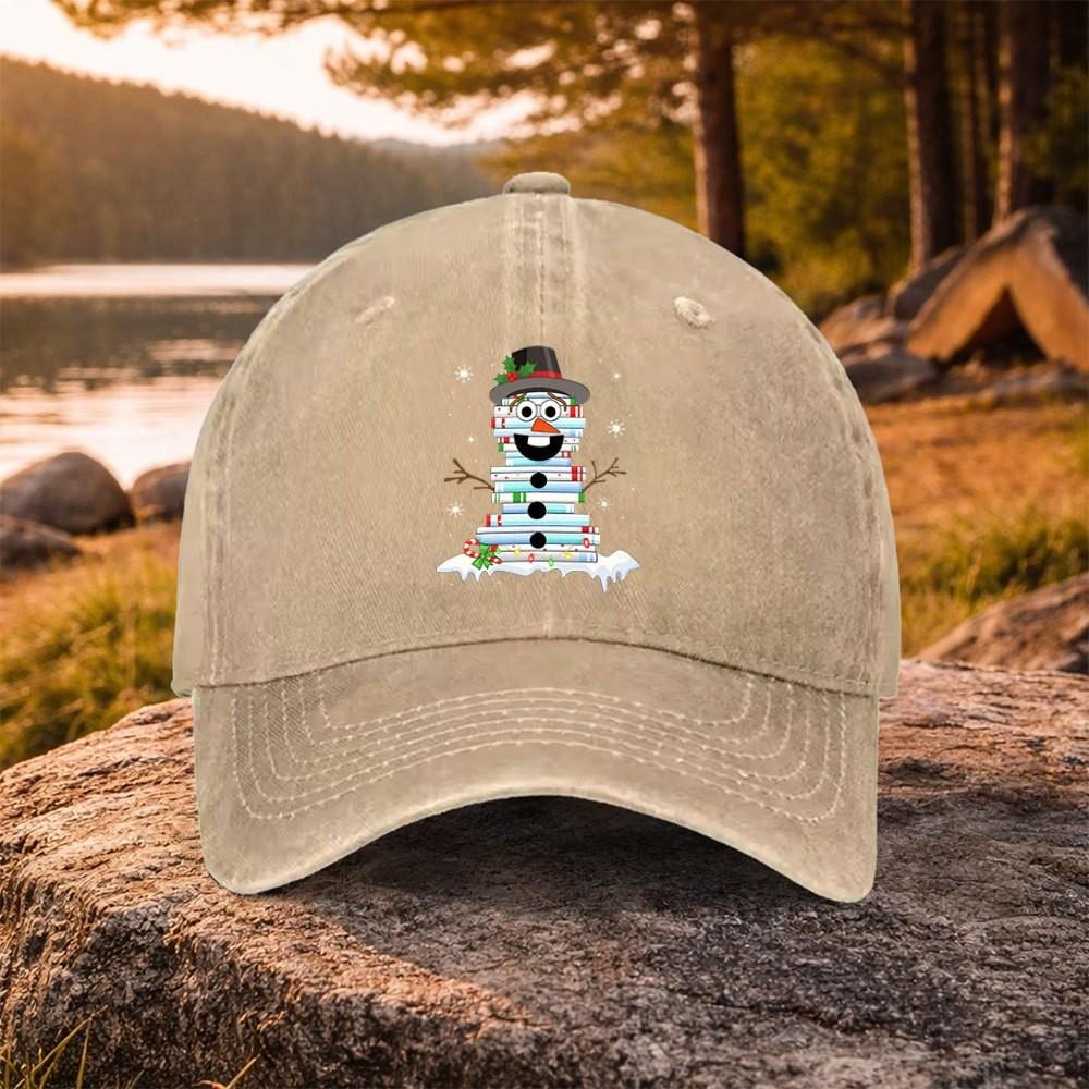 Books SnowUnisex Print Washed Baseball Cap Unisex Adjustable Cotton Hat for Golf Casual Outdoor