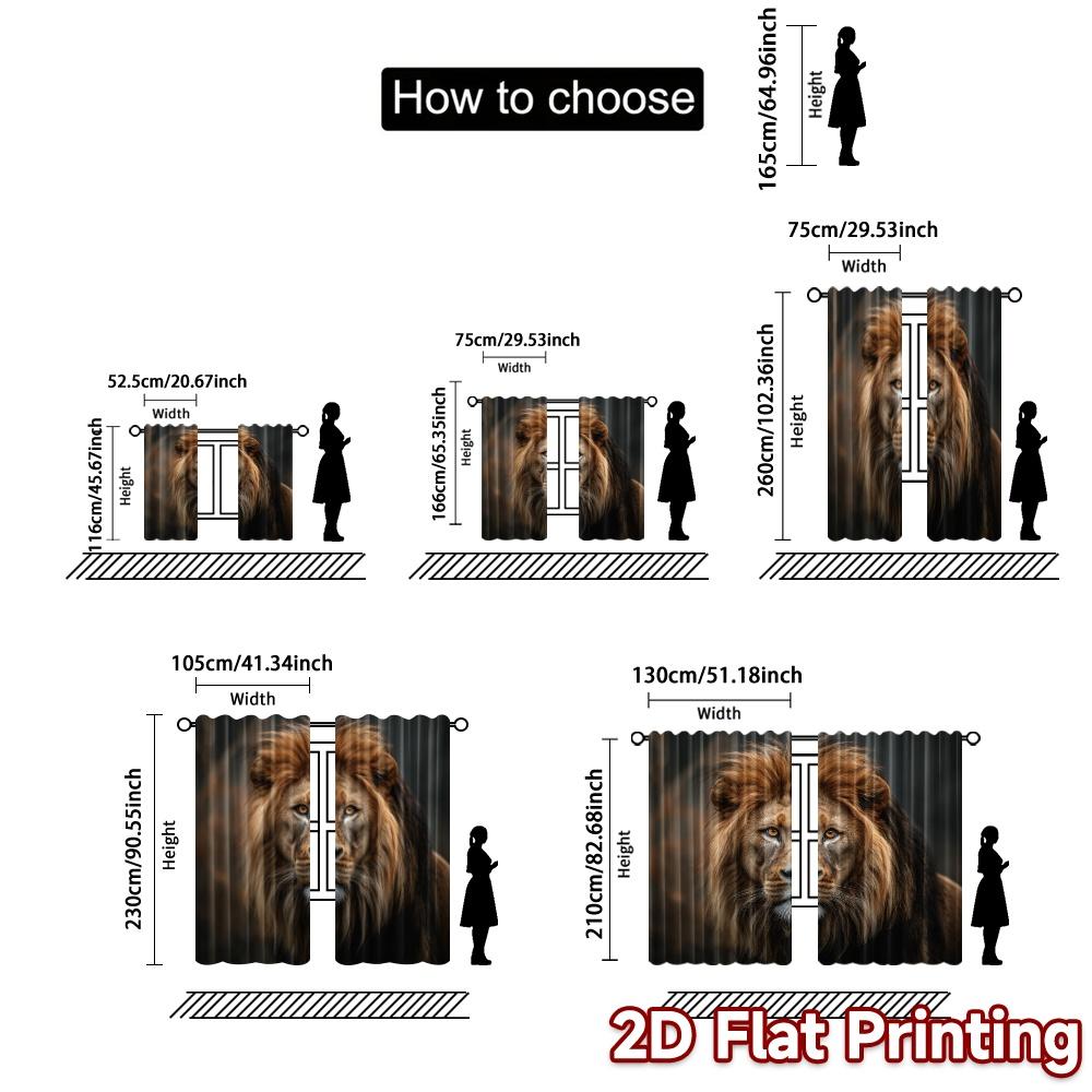 Set Of 2 Modern Flat Printing Curtains Without Rod Majesticlion Window Curtain Polyester Decorations Outdoor Made