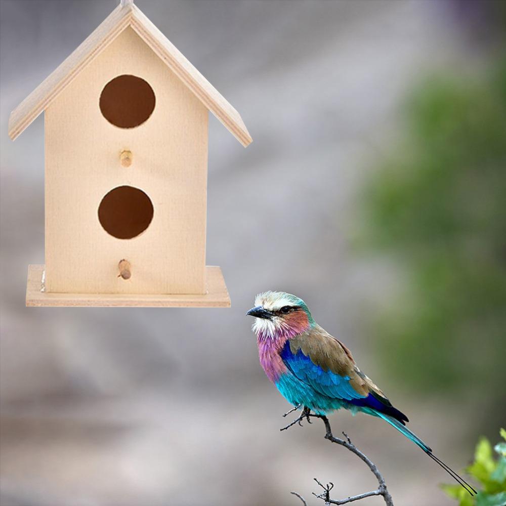Wood Wooden Bird House Unique Design Outdoor Bird House Easy Hang Bird Nesting Box  Outdoor Garden