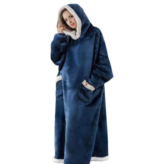 Wearable Blanket Hoodie for Adults Women Men Oversized Sherpa Fleece Sweatshirt Blanket Cozy Plush Flannel Nightgown with Pockets
