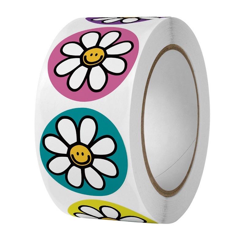 500pcs Flower Stickers Paper Cute Cartoon 1inch Reward Sticker Round Flower Seal Adhesive Labels for Journal Handmade Gift