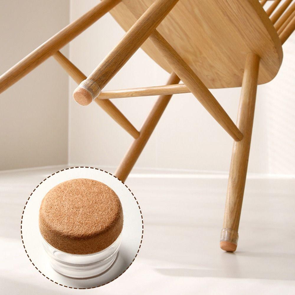 4Pcs Transparent Silicon Chair Leg Covers Anti-slip Reduce Noise Table Foot Cover No Scratches Reduce Noice with Felt Bottom