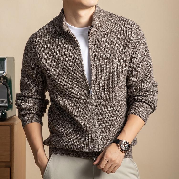 Men's High-Quality Winter Wool Chunky Knit Sweater - Anti-Pilling, Thick, Zipper Base Layer