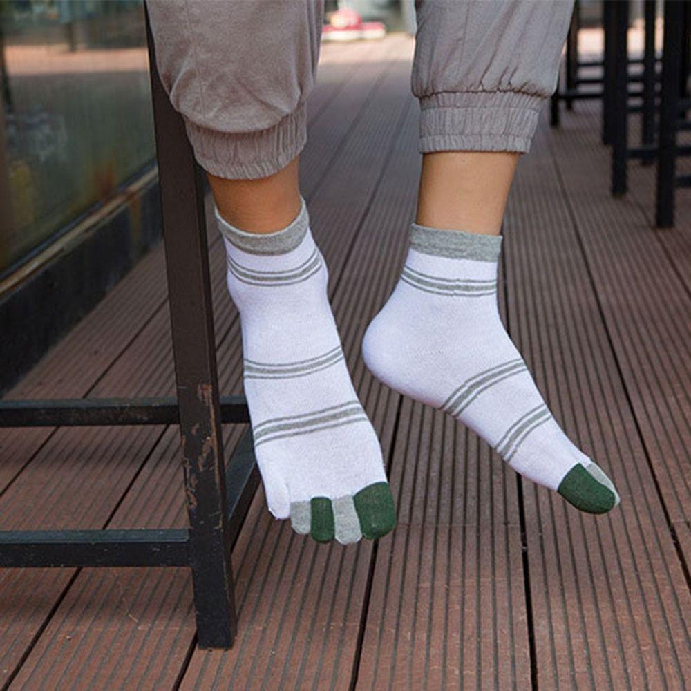 Breathable Middle Tube Striped Five Toe Cotton Crew Socks Toe Socks Male Hosiery Five Finger Socks