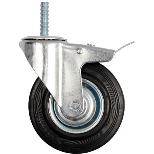 VOREL STEERING WHEEL BLACK RUBBER BRAKES THREADED PIN 125mm