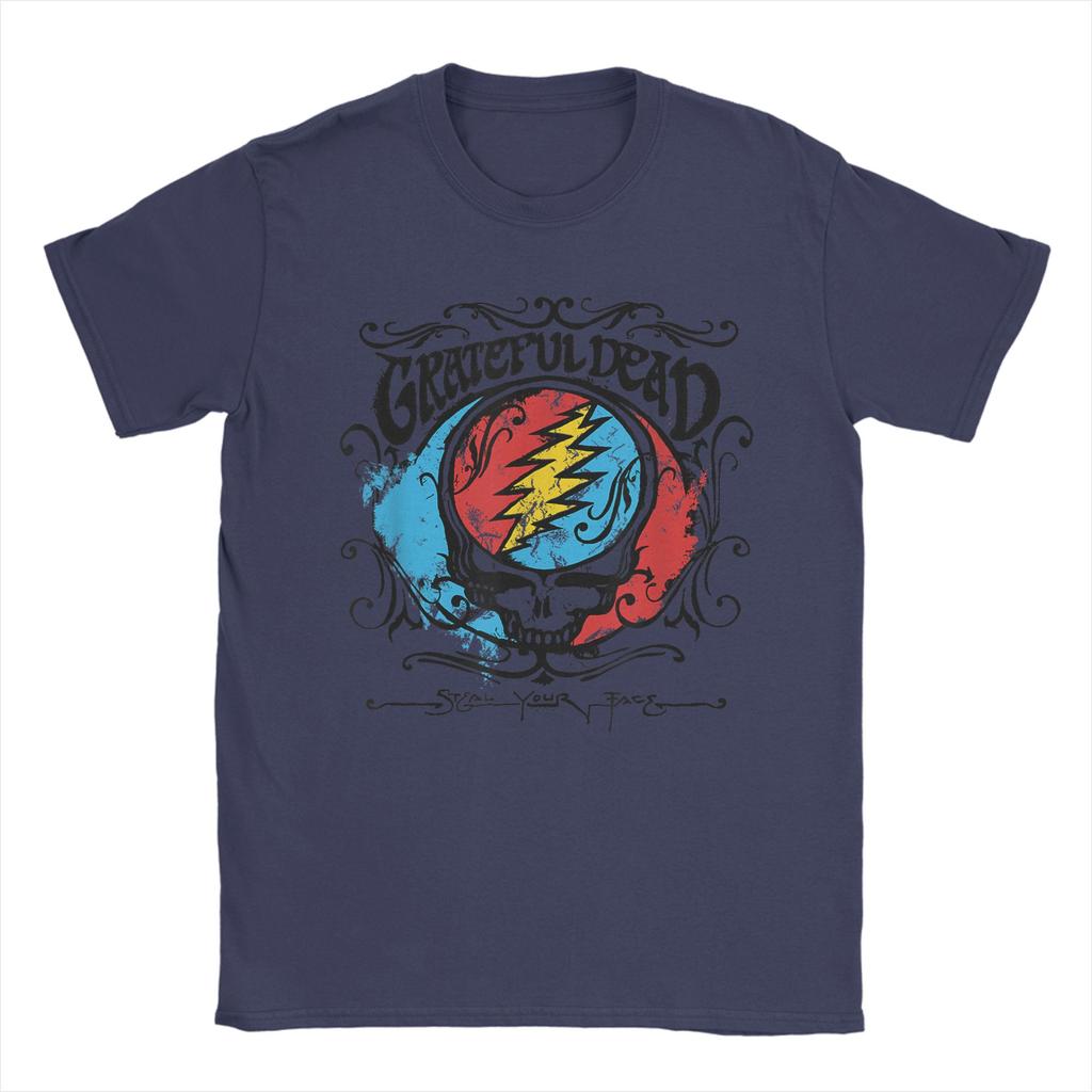 Harajuku T-Shirt Grateful Dead Steal Your Face Handgezeichneter Flair Band Baumwoll-T-Shirts für Herren Sommer Tolle Kurzarm-Oberteile
