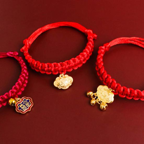 Yousheng Puppy Collar Chinese Style Decorative Bite Resistant Braided Kitten Dogs Festival Decor Collar with Bell for New Year