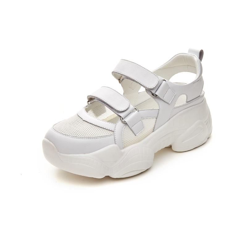 Hollow shoes women's tide new spring and summer breathable mesh thick sole heightening sports sandals