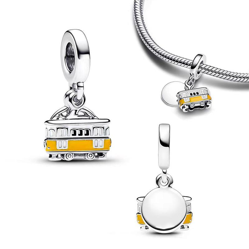 Copper Car Bicycle Pendant Charm Beads Fit Pandach Original Diy Bracelets Party Fashion Birthday Gifts Fine Jewelry