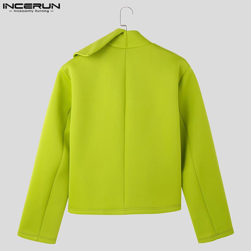 INCERUN Bărbați rever cu mâneci lungi laterale încrucișate scurte Blazer jachete casual paltoane