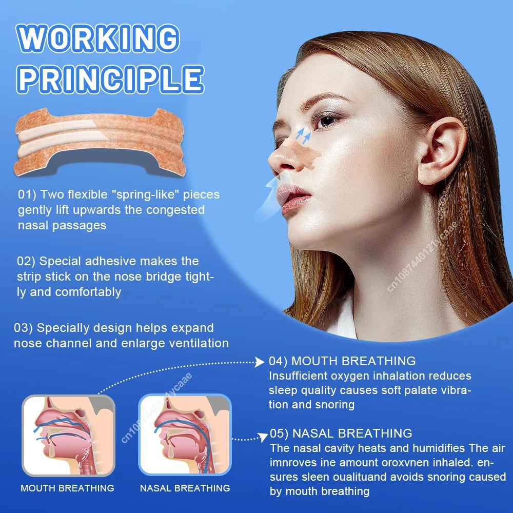 10-200pcs Snoring Stickers Breathing Nose Strips Physical Airway Expansion for Improved Nose Vent Anti-Snoring Comfort Sleep Aid