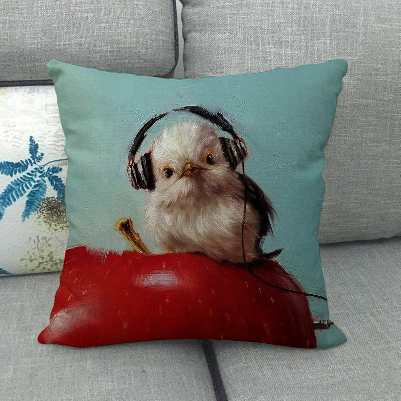 Oil Painting Of Animals - Pigs And Sheep Digital Printing Short Plush Pillow Covers For Car Sofa Office Cushion Cover Home Goods