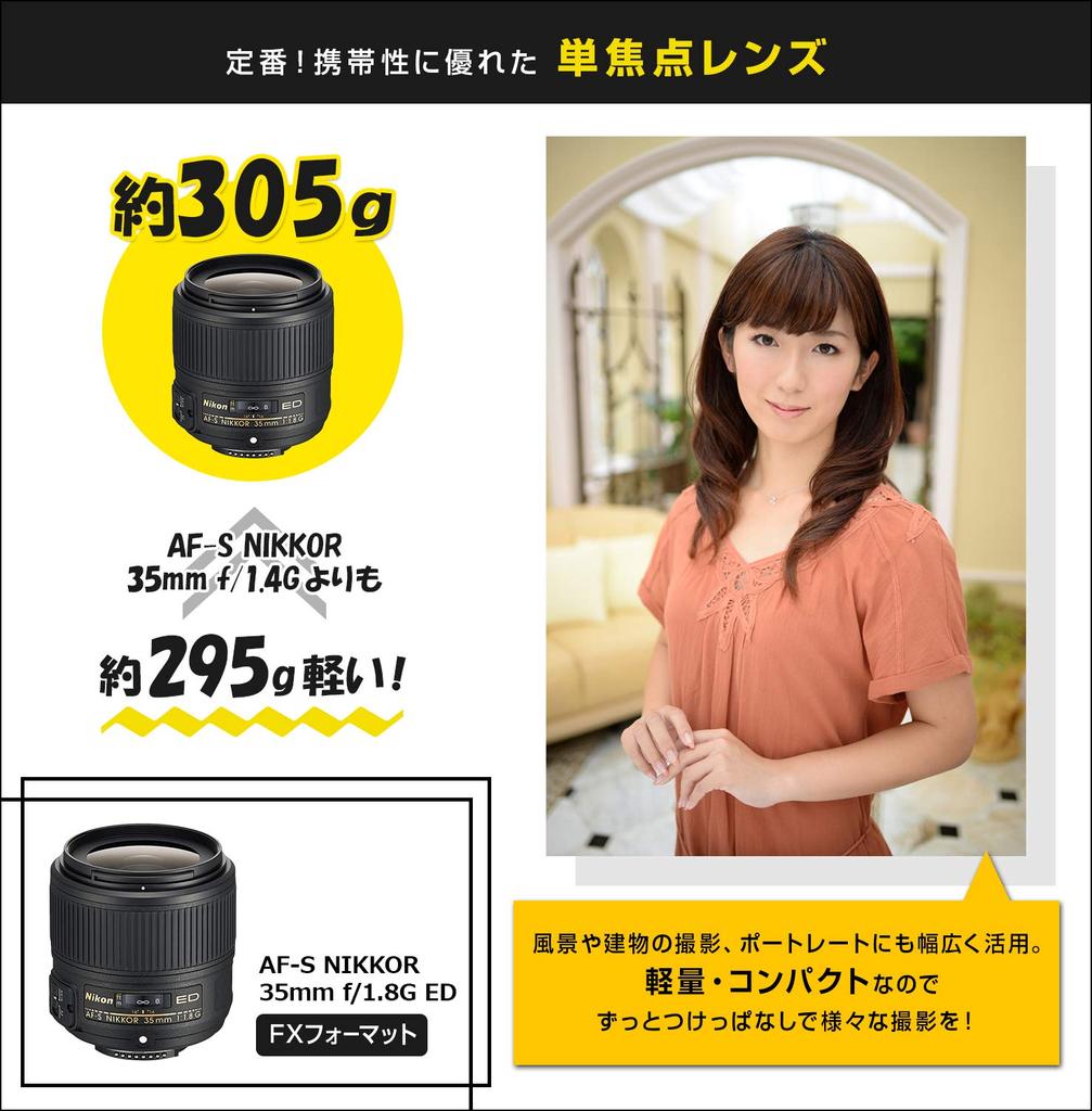 Nikon NIKKOR 35mm ED prime lens AF-S f/1.8G (full-frame compatible)