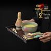 Hand-Painted Ceramic Matcha Set: Ge Kiln Crackle Tea Bowl, Tea Whisk, and Stand - Inspired by Song Dynasty Tea Ceremony Tools (8-Piece)