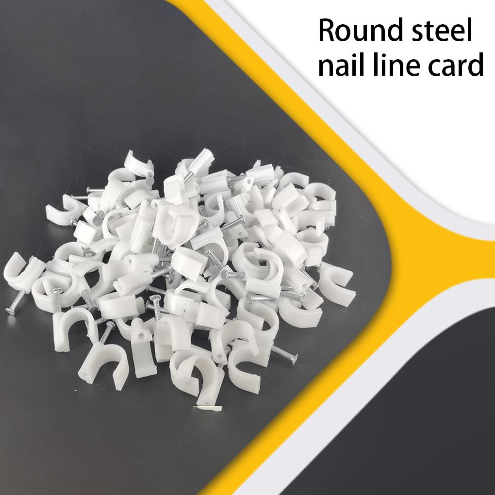 100 Pieces Home Hotel Portable Round Wall Cable Clip with Nail Assortment Living Room Bedroom Cord Holder Accessories