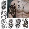 1 Sheet Realistic Fake Dragon Temporary Tattoos For Men Adults Waist Chest Thigh Forearm Arm Tattoo Sticker Body Art Painting