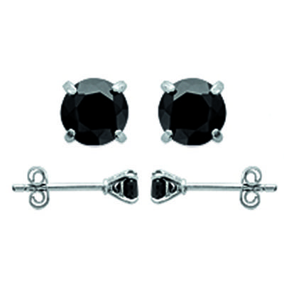[L6343] - Silberschwarze 'Essentiel'-Silberohrringe (rhodiniert) - 4 mm