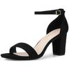 Allegra K Women's Chunky High Heel Open Toe Ankle Strap Sandals, Black, Size 25.0cm